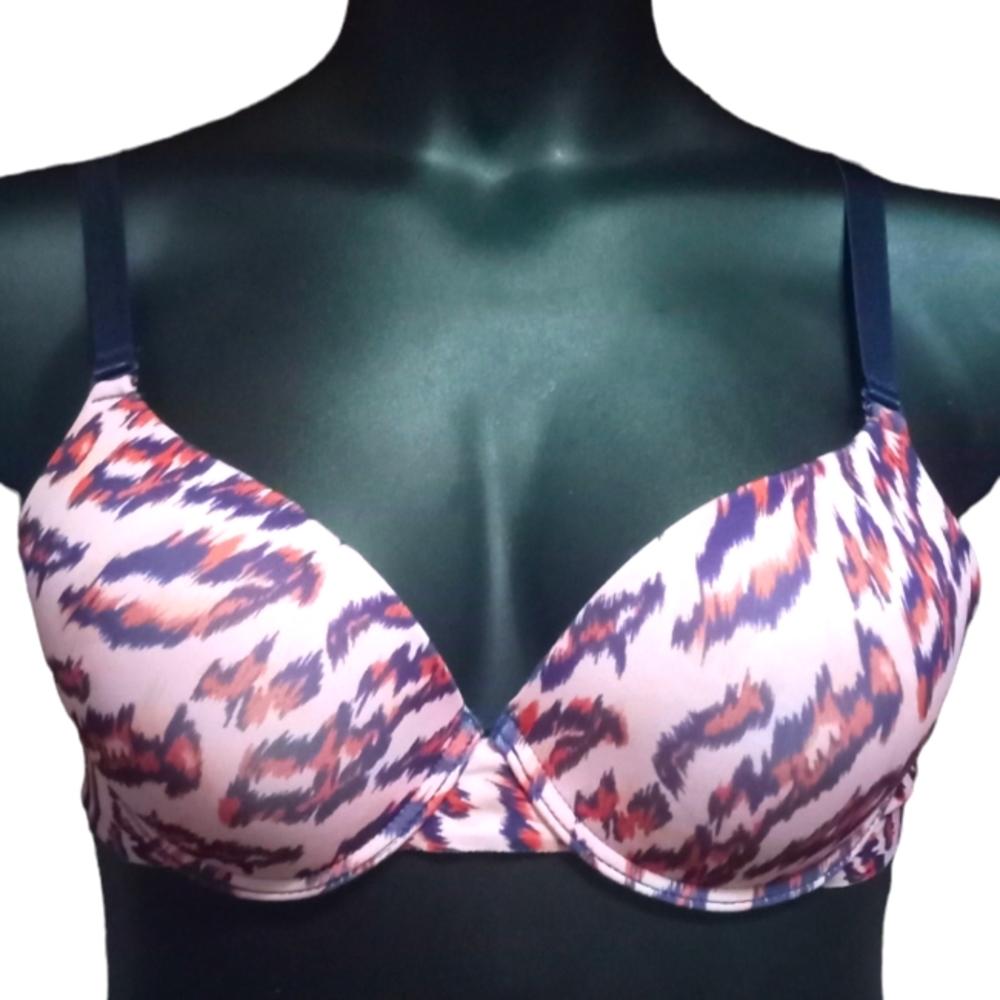 YMI | Pink & Navy Animal Print Underwire Padded Push Up Bra | 42C